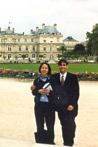 Lee and Beth in front of the French Senate